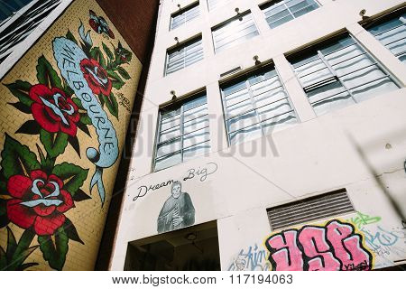 Graffiti On Walls Of Building In Melbourne