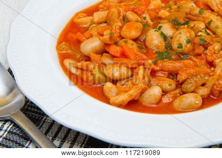 an italian dish with trippa and beans