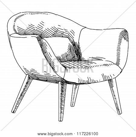 Modern interior hand drawing vector.
