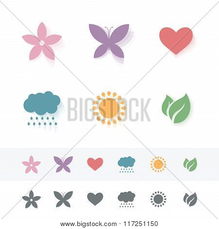 Set of simple romantic Flat Icons.