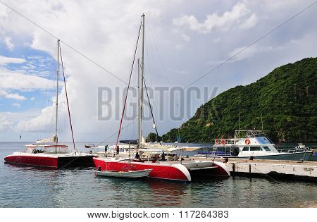 Boats And Catamarans Anchored