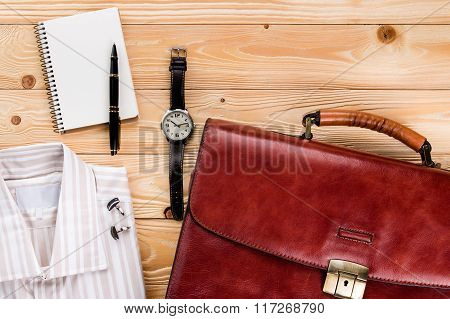 overhead view of business accessories