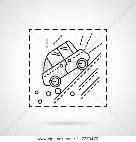 Car accident in the mountains line vector icon