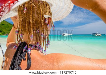Woman on tropical beach