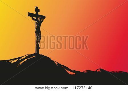 Jesus Christ Crucifiction hand drawn vector llustration sketch