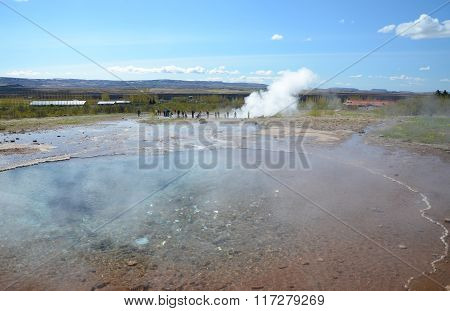 Geyser In Geysir, Iceland
