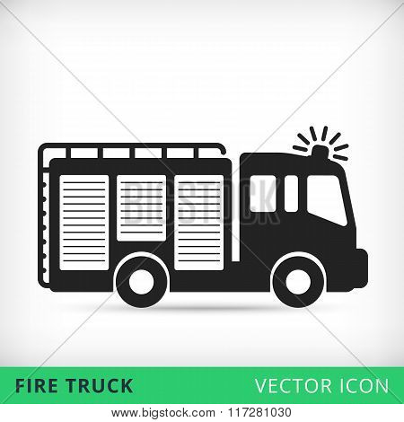 fire truck flat vector icon