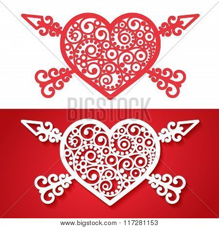 vintage heart with cross arrows