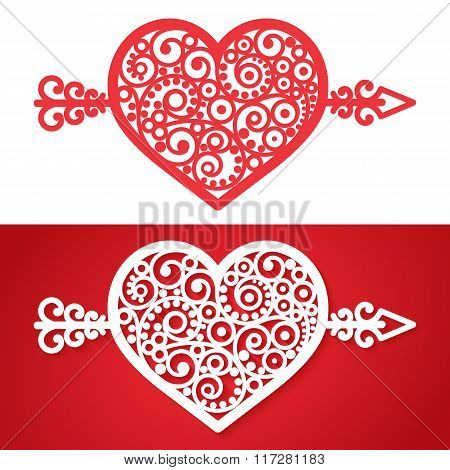 vintage heart with an arrow vector element