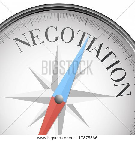 detailed illustration of a compass with Negotiation text, eps10 vector