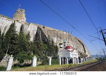 Inkerman St. Clement cave monastery in a cliff.