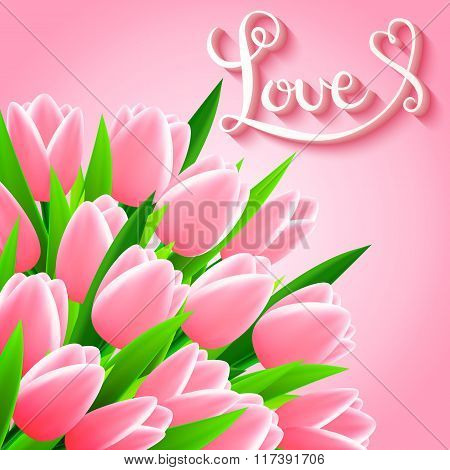 Beautiful card with tulip flowers