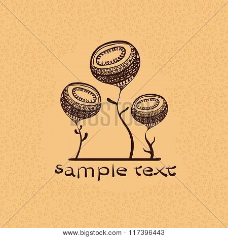Bizarre Floral Composition Coffee Color With Space For Text
