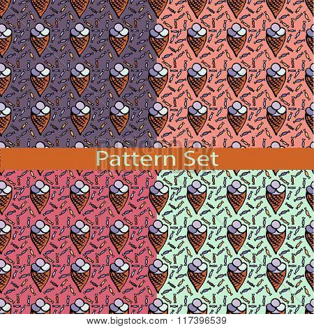 Set Of Patterns With Ice Cream Ooo Oo