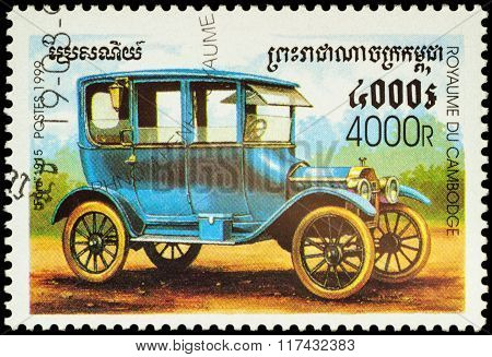 Old Car Ford (1915) On Postage Stamp