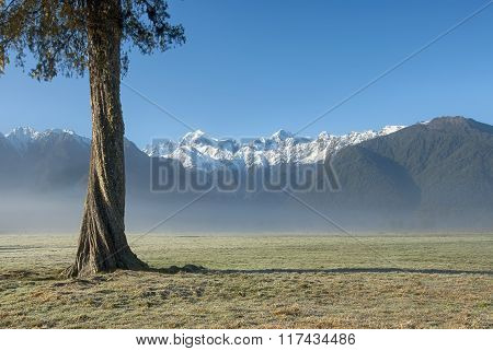 Mt Cook and Mt Tasman, early morning, New Zealand