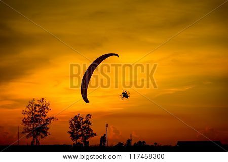 Paramotor Flying Silhouette