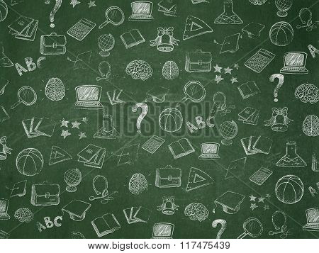 Education background: School Board with Painted Hand Drawn Education Icons