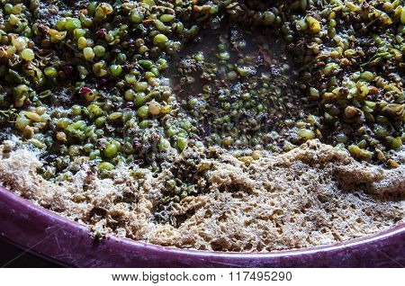 Berry wines fermented in a vat