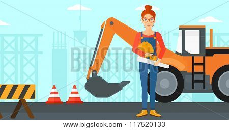 Engineer with hard hat and blueprint.