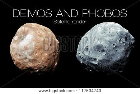 Deimos and Phobos - High resolution 3D images presents planets of the solar system. This image eleme