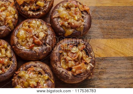 closeup shot of stuffed mushrooms