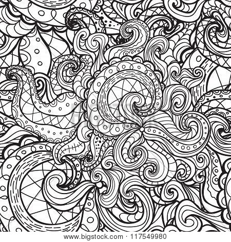 Doodle Outline Seamless Pattern