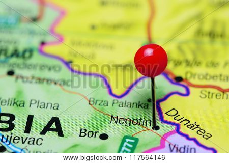 Negotin pinned on a map of Serbia