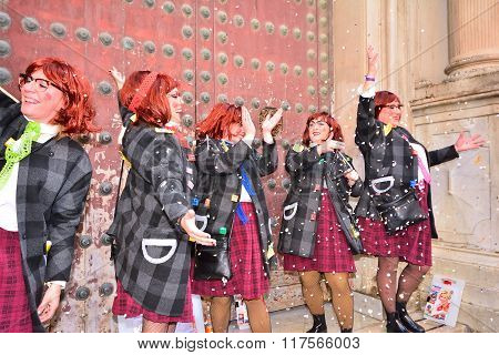 Typical Carnival Chorus (chirigota) In Cadiz.