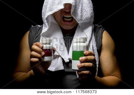 Athlete Using Fat Burner or Dietary Supplements