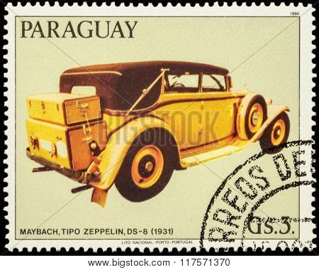 Old Car Maybach Zeppelin, Ds-8 (1931) On Postage Stamp