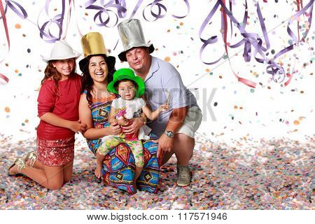 A happy brazilian family at Carnival