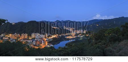Aerial View Of Xindian Downtown