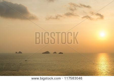 Sun Setting On The Sea At Samui Island