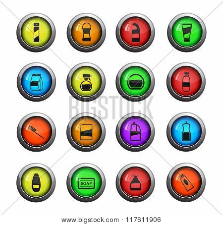 Houshold chemicals icons set
