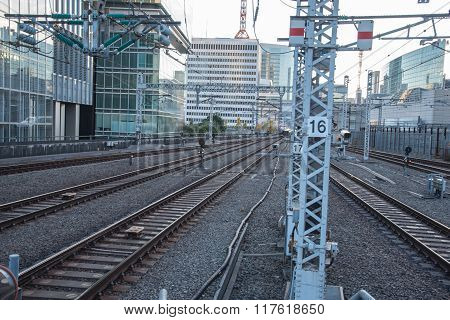 Tokyo, Japan - December 05, 2015 : View Of Trak Of Shinkansen Bullet Train At Tokyo Station, Japan