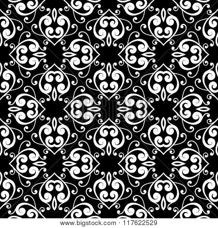 Abstract monochrome seamless hand-drawn pattern.