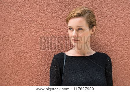 Beautiful woman in a black dress