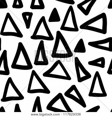 Vector Hand-painted Seamless Pattern With Triangle, Lines, Doodle
