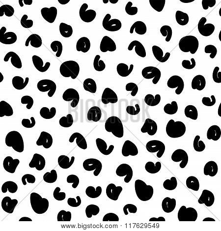 Vector Hand-painted Seamless Pattern With Cheetah, Leopard Dots, Doodle