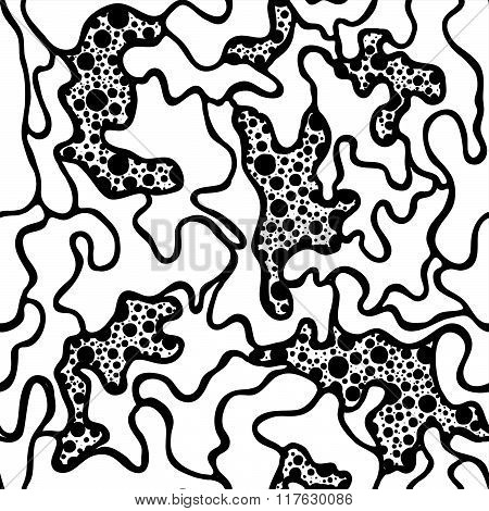 Vector Hand-painted Seamless Pattern With Puzzle, Spot, Doodle