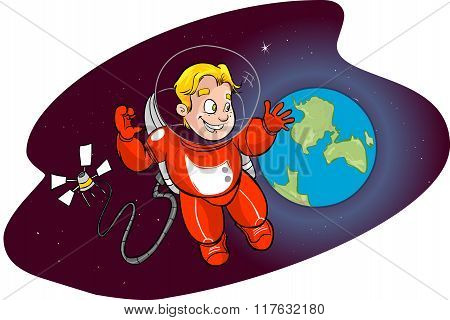 Vector Illustration Of A Space And  Cute Children