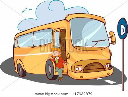 Vector Illustration Of A The Girl In The Bus