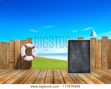 Vaction Leisure Beach Buoy Placard Grass Ocean Concept