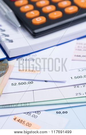 Mortgage And Utility Bills, Coin, Calculator