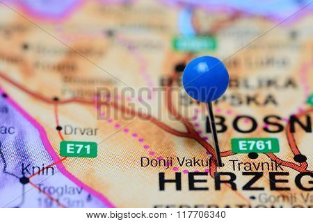 Donji Vakuf pinned on a map of Bosnia and Herzegovina