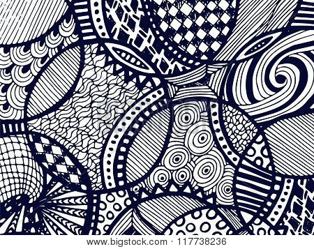 Zentangle Background Tangled Ornament On White 3