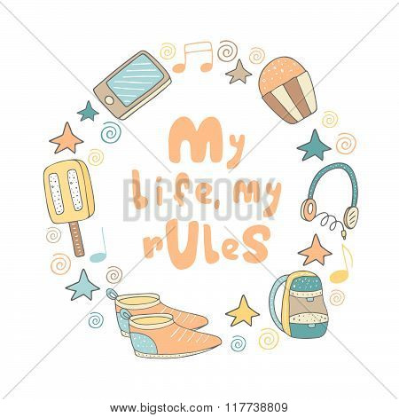 Postcard with objects