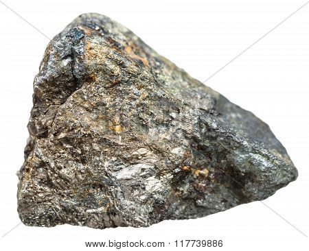 Arsenopyrite Crystalline Stone Isolated On White