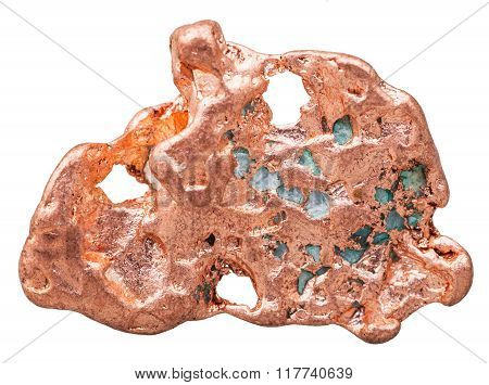 Natural Nugget Of Native Copper Isolated